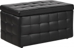 Modern Tufted Ottoman Bedroom Bench Storage Chest Black Faux Leather Michigan
