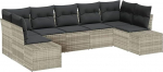 7-teiliges Garten-Sofa-Set mit Kissen in hellgrau Poly-Rattan Gartenlounge Model3355881