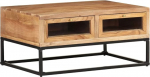vidaXL Massiivne akaatsiapuidust kohvilaud 2 sahtliga K&otilde;rvallaud elutoa laud kohvilaud diivanilaud teelaud 90 x 60 x 40 cm