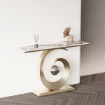 Generisch Moderner Konsolentisch mit Steinoptik und Metallgestell, Schlichter Beistelltisch f&uuml;r Wohnzimmer, Flur, Foyer, Eingangsbereich, modernes Dekorativ (Schwarz, 3,80 cm/31,4 Zoll)