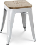 Kosmi - T&ouml;&ouml;stuslik stiilis mattvalge metallist ja heledast puidust istme - ilma seljatoeta - k&otilde;rgus 46 cm