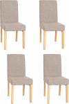 Mendler Littau Set of 4 Dining Chairs / Kitchen Chairs / Textile / Grey / Light Legs