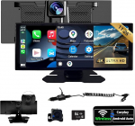 SCUMAXCON 11,26-tolline puuteekraaniga autoraadio musta raamiga, traadita CarPlay, Android auto, AirPlay, 4K kaamera, Bluetooth, GPS, FM