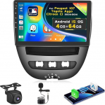 [4G + 64G] Inefala Android autoradio Peugeot 107 / Toyota Aygo / Citroen C1 2004-2014 juhtmevaba Carplay Androidiga, 10-tolline puuteekraaniga autoraadio Bluetooth GPS WiFi RDS/FM EQ SWC tagurdamine