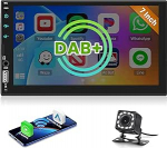 DAB/DAB+ autoraadio 2 DIN 7-tolline puuteekraan koos video v&auml;ljundfunktsiooniga, raadio 2 Din Bluetooth traadita Carplay Android autode peeglilink raadio FM EQ SWC USB TF AUX mikrofon + tagurduskaamera