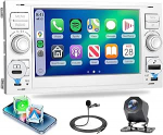 Hodozzy Carplay autoraadio Ford Transit Fiesta Focusile USB/USB C, 7-tolline Ford autoradio 2 DIN Bluetooth Android Car/Navi/WiFi/32 EQ/FM/RDS/SWC + tagurduskaamera, h&otilde;bedane