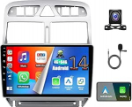 4+64G 9-tolline autoraadio Peugeot 307 2002-2013, traadita Carplay ja Android auto, GPS navigatsioon Bluetooth FM/AM SWC WiFi, asenduskaamera.