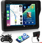 [2025] CAMECHO Dashcam Carplay mootorratta navigatsiooniekraan Moto jaoks, 5-tolline HD puuteekraaniga veekindel mootorratta navigatsiooniseade koos traadita Carplay Android Auto Bluetooth GPS FM EQ heliga