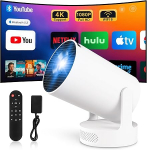 Mini projektor 4K projektor Kaasaskantav mini projektor 2.4/5G Dual WiFi6 Android 11 1080P Full HD toetab telefoni/PC/Lap/Stick HDMI kodukino v&auml;line k&otilde;lar
