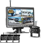 Juhtmeta IPS HD 7-tolline tagurduskaamera juhtmevaba komplekt 4 kaameraga, tagurduskaamera BSD IP68 veekindla &ouml;&ouml;vaatega super-laia nurgaga 12-36 V veoauto haagissuvila veoauto haagissuvilale