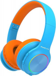 PowerLocus laste Bluetooth k&otilde;rvaklapid, laste juhtmevabad k&otilde;rvaklapid LED tuledega ja 94 dB helitugevuse piiranguga, kokkupandavad k&otilde;rvaklapid, HD Stereo, Micro SD, sisseehitatud mikrofon kooli, s&uuml;learvuti jaoks,