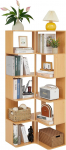 JHYCCDD Bookcase, Corner Shelf Standing with 10 Compartments, Book Shelf, Open Bookcase, Standing Shelf, Wooden Bookcase for Living Room, Bedroom, Office (Light Wood Colour)