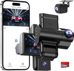 Dash Cam auto eesmine tagumine koos parkimise j&auml;lgimisega, 2K + 1080P kaamera auto j&auml;lgimine 32GB SD kaardiga, liikumistuvastus, infrapuna &ouml;&ouml;n&auml;gemine, G-sensor, loop salvestamine, WDR, vaatenurk