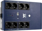 Woxter Multibase USV, 800 VA/480 W, unterbrechungsfreie Stromversorgung, 8 Schuko-Steckdosen, 4 USB-Anschl&uuml;sse, Blau