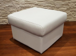 Quattro Meble White Real Leather Folding Stool with Storage Space Stool Cowhide Seat Cube 60 x 55 cm Footstool Upholstered Stool Real Leather Puff