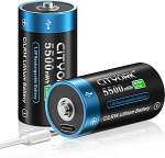 CITYORK laetavad C-akud USB-C-ga (2 tk), liitium-ioon 1,5 V 5500 mWh Baby C aku, laeb alla 2 tunni, &uuml;le 1000 ts&uuml;kli, USB-C laadimiskaabliga, LED-laadimisindikaatoriga.
