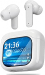 Bluetooth k&otilde;rvaklapid koos puuteekraaniga, k&otilde;rvaklappide traadita Bluetooth 5.4, k&otilde;rvaklapid ANC + ENC m&uuml;rasummutusega, IP7 veekindlad k&otilde;rvaklapid, traadita k&otilde;rvaklapid, valged