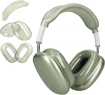 kwmobile 3-in-1 k&otilde;rvaklappide kate, mis &uuml;hildub Apple AirPods Max &uuml;mbrisega - TPU k&otilde;rvaklappide kaitsekott - 360&deg; k&otilde;rvaklappide &uuml;mbris - l&auml;bipaistev roheline