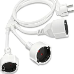 Topeltpistik pistikupesa 1,5 m pikenduskaabel 3 Way Schuko pistikupesadapter Mitme pistikupesa topelt pistikupesa jaotur kodukontorisse k&ouml;&ouml;k 250 V 16 A, valge