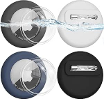 Versteckte Silikon-Schutzh&uuml;lle f&uuml;r Kinder, mit Sicherheitsnadeln f&uuml;r Kinder, &auml;ltere Menschen, Haustiere, Rucksack, Gep&auml;ck f&uuml;r Air-Tag, 4 v&auml;rvi (Schwarz/Wei&szlig;/Dunkelblau/Grau), 4 St&uuml;ck