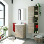 Dmora - LosAngeles Column Cupboard, 1 Door Bathroom Cabinet, Wall Cabinet with 5 Shelves, 51 x 25 x 135 cm, Oak