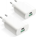 USB C laadija, 30 W GaN kiirlaadija, 2 pordi mitme laadijaga USB-C ja USB-A, PD 3.0 toiteadapteri toiteallikas iPhone 15 14 Pro Max 13 12 11 SE 2020 XS XR 8 7, Samsung, mobiilne