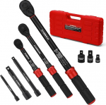 CASOMAN 9-Piece Torque Wrench Set, 1/4 & 3/8 & 1/2 Inch, 3-25 & 5-60 Nm & 20-230 Nm, Dual-Direction Adjustable, &plusmn;3% Accuracy, 72 Teeth Ratchet, CR-V