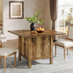 Tribesigns Wooden Dining Table for 4 People Farmhouse Square Dining Table with Solid Frame and Thick Table Top for Living Room Kitchen Dining Room