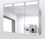 SONNI Bathroom Mirror Cabinet with Lighting 3 Door LED Mirror Cabinet 65 x 90 cm Bathroom Mirror Cabinet Stainless Steel Bathroom Mirror Cabinet with Touch Switch