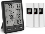 Geevon Indoor Outdoor Thermometer Wireless koos 3 kauganduriga, digitaalne h&uuml;gromeeter siseruumide termomeeter, temperatuuri ja niiskuse monitor 200FT / 60M vahemikuga must