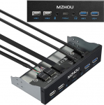 USB 3.2 GEN1 esipaneeli laienduskaart, 10Gbps Type-C + 4 USB-pesa (5Gbps + 480Mbps) + HD Audio optilise draivi paneel 5,25-tollise CD-ROM-pesa jaoks