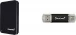 Intenso 6023560 1TB Memory Drive USB 3.0 2,5-tolline v&auml;line k&otilde;vaketas, mehaaniline k&otilde;vaketas ja Twist Line 32 GB, Dual USB Stick 3.2 Gen 1x1, USB-C ja USB-A, 70 MB/s, antratsiitne toon