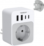 TESSAN USA adapteri pistikupesa, 20 W reisiadapter USA 2 USB C ja 2 USB A, 1875 W adapter Ameerika Saksamaa pistik, kiirlaadimine, EL-USA reisipistik B-t&uuml;&uuml;pi Kanada Tai Mehhiko jaoks