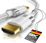 CSL - HDMI kaabel 2.1 - 8K @ 60 Hz 4K @ 120 Hz DSC - HDTV 7680 x 4320 - UHD II - HDMI 2.1 2.0a 2.0b - 3D - HDMI kaabel Ethernet - HDR - ARC - &uuml;hildub Blu Ray PS4 PS5 Xbox Series X - valge