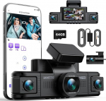 LAMTTO 4-kanaliline Dash Cam auto 360 kraadi, Dash Cam 2K Front 1080P tagumine sisemine k&uuml;lgmine autokaamera koos 5GHz WiFi rakendusega, 24/7 parkimisruumi j&auml;lgimine, G-sensor ja IR &ouml;ine n&auml;gemine, sisaldab 64GB kaarti