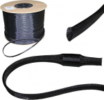 Lumonic 10 m punutud muhv, 40 mm (30-52 mm), pol&uuml;esterkangast kaabel, must, kaabli muhv, kaitsevoolik, kaabli kaitse, kaabli &uuml;mbris