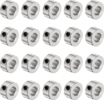 QUARKZMAN Set of 20 Screw Collars 10 mm Bore Screw Collar, 20 mm Outer Diameter, 10 mm Width, Drill Limiter, Depth Collar for Drills, Carbon Steel Drill