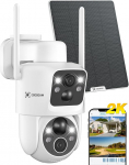 COCOCAM 2K Outdoor Surveillance Camera WiFi with Dual Lens, Solar Camera Outdoor, Dual PIR, 10000 mAh Battery, 355&deg;P 90&deg;T, AI Analysis, 6W Solar Panel, Colour Night Vision