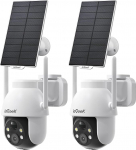 ieGeek 2 x 2K 3MP p&auml;ikesepaneeliga v&auml;livalvekaamera, 360&deg; PTZ valvekaamera, aku, 2,4 GHz traadita valvekaamera koos PIR liikumisanduriga, v&auml;rviline &ouml;&ouml;n&auml;gemine, 2-suunaline heli