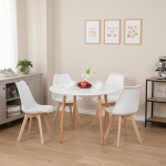 H.J WeDoo s&ouml;&ouml;gilaud 4 tooliga s&ouml;&ouml;gikomplekt Puidust laud ja valge skandinaavia tooliga s&ouml;&ouml;gilaudade komplekt s&ouml;&ouml;gitoa k&ouml;&ouml;ki 100 cm