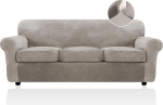 FestiCorp Velvet Diivan Slipcover Stretch 4 t&uuml;kki m&ouml;&ouml;bli kate 3 padjad paks Slipcovers lemmikloomade diivanid Taupe