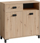 byLIVING Vannitoa kapp Wellness / Vannitoa kapp Artisan Oak Look Light Brown / Metallist k&auml;epidemed musta v&auml;rvi / Vannitoa kapp &uuml;he sahtli ja kahe uksega B 80,5 x K 77,5 x S 31 cm