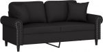 vidaXL 2-kohaline diivan, diivan dekoratiivse padjaga, puhke diivan elutuppa, polsterdatud diivan, tugitool, l&otilde;&otilde;gastav diivan, Lounge diivan, l&otilde;&otilde;gastav diivan, must sametne diivan