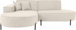 WFL GROUP 3-kohaline Loft Style Scandi Design nurgadiivan - L-kujuline, vasakpoolne nurk - k&otilde;rged metalljalad - sisaldab dekoratiivpatja Soft Boucle - kreemikas