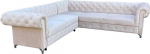 Meble Ares Elegantne Chesterfield diivan tikandiga ASTI - 267 x 78 x 98 cm Mugav 3-kohaline diivan elutuppa, kontorisse - Stiilne diivan h&otilde;bedaste jalgadega - Velvet Beež