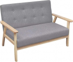 yorten 2-kohaline diivan Retro puidust diivan Elutoa diivan Retro tool k&auml;etugedega seljatoega istme mugavusega helehall 113,5 x 67 x 73,5 cm (B x S x K x K)