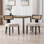chairus K&ouml;&ouml;gitoolid 2 s&ouml;&ouml;gitoolist koosnev komplekt Puidust Vintage k&uuml;ljetoolid Pehmendusega toolid rotangist seljatoega elutuppa (must)