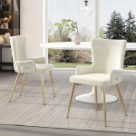 Bladez Luxus Samt Esszimmerst&uuml;hle 2er Set - Modern Velvet Dining Chair aus Samt in Beige mit goldfarbenen Metallbeinen, Esstisch St&uuml;hle 2er Set f&uuml;r Wohnzimmer, Schlafzimmer & kleine Essbereiche