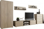 Per la vita California 2 Sonome Cabinet Wall - kaasaegne elutoa m&ouml;&ouml;blikomplekt koos garderoobikapi, TV-kapi, sahtlitoa ja 2 seinariiuliga - kabinetisein elutuppa ja teismeliste tuppa
