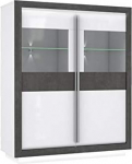 Meubletmoi Calvi Collection 2 Door Cabinet White and Grey LED Light - Modern Design